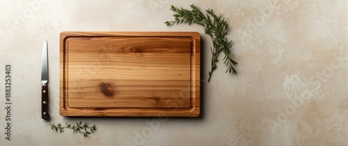 Flat lay of a wooden rectan...