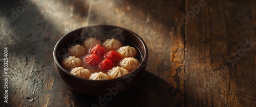 Red and white rice dumpling...