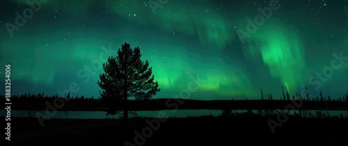 Treetops beneath the aurora...