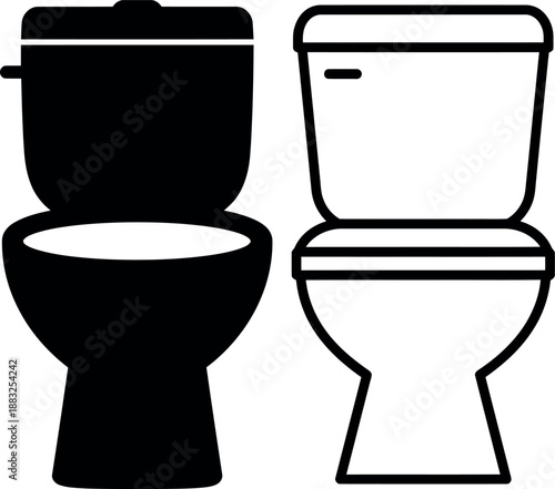 Ceramic Toilet Icons for Bathroom and Plumbing Services