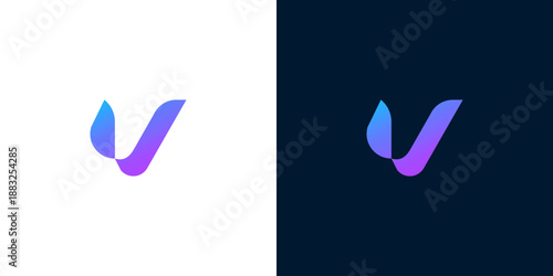Abstract logo design on contrasting backgrounds, showcasing gradient effects and versatile visual identity