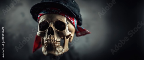 Drawing of a Skull with a B...