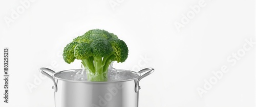 Cooked green broccoli in bo...