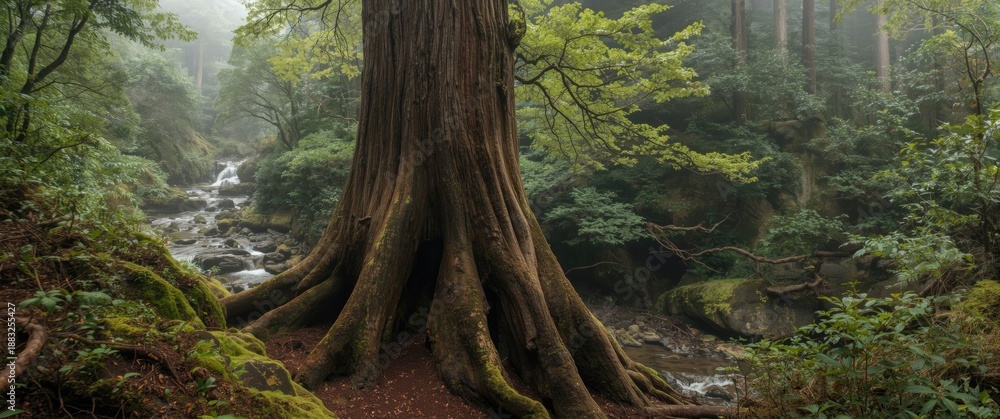 Fototapeta premium Three-legged cedar located in Shiratani-Unsuikyo Ravine on Yakushima Island