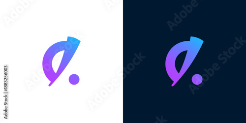 Minimalist abstract letter 'e' logo design with gradient purple and blue colors, perfect for branding and identity