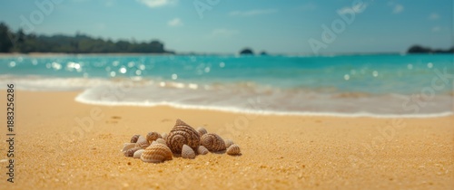 Seashells and sand on a sum...
