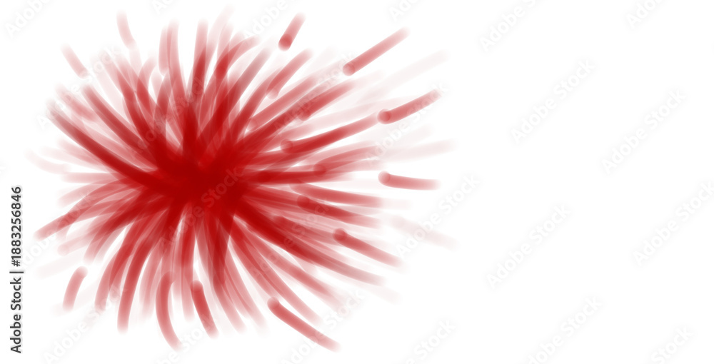 Obraz premium Red abstract splash on white backdrop. Graphic design element for modern art, motion concept, or as a vibrant background.
