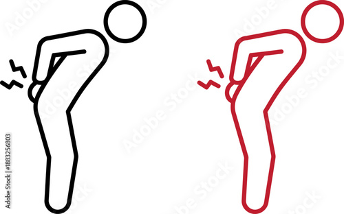 Back pain illustration, person with lower backache, hurting back