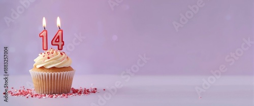 Festive creamy cupcake with...