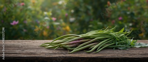 Long beans freshly picked a...