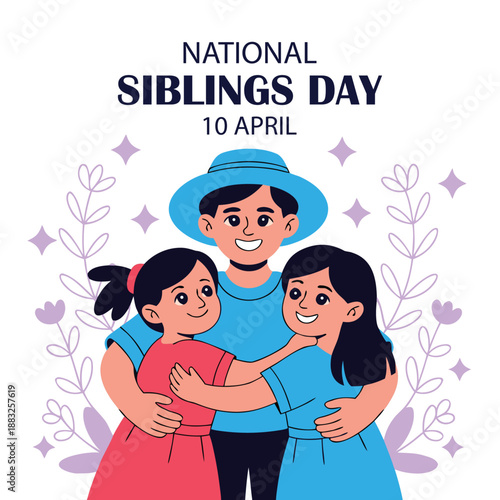 National siblings day banner poster isolated on white background celebrated on april 10.