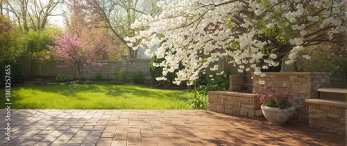 Beautiful spring backyard v...