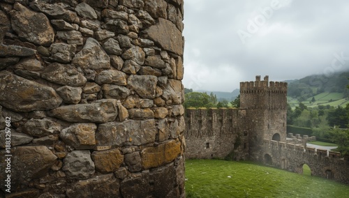 Stonework of a medieval cas...