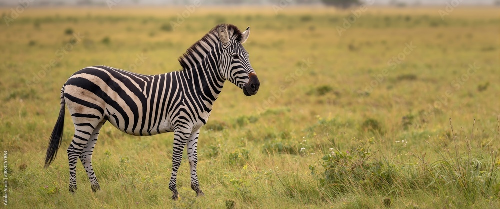Fototapeta premium Serengeti Zebra Portrait from Tanzania's Savannah