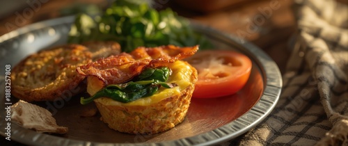 Healthy spinach and bacon e...