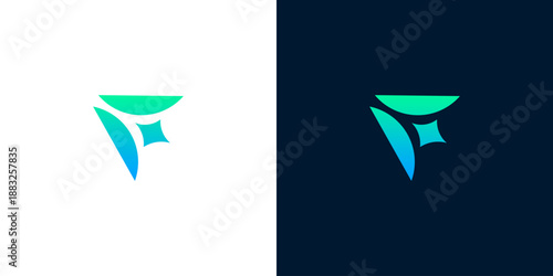 Abstract F Letter Symbol with Gradient Colors, Geometric Design, Corporate Identity Element