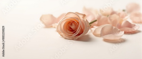 Rose petals scattered on wh...