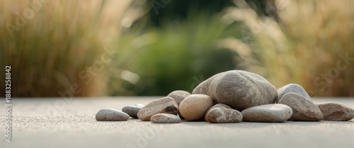 Variety of river stones: si...