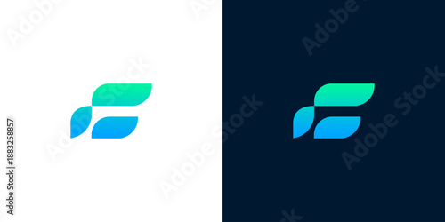 Abstract flowing 'f' logo with gradient colors, symbolizing innovation and connectivity, suitable for tech and business branding