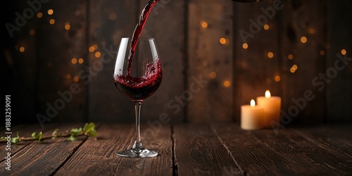 Pouring red wine into a gla...
