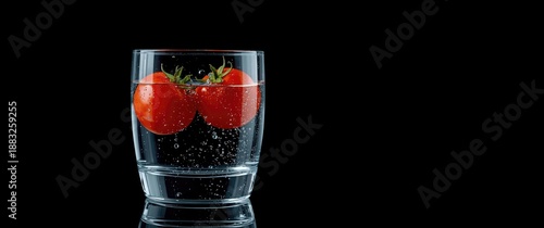 Two red tomatoes in water o...
