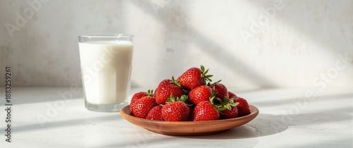 Fresh red strawberries serv...