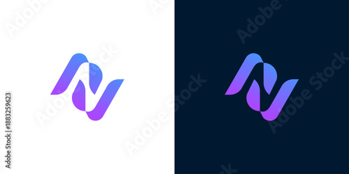 Modern abstract letter N logo with flowing gradient colors, symbolizing dynamism and technological connection, perfect for corporate branding or digital media projects