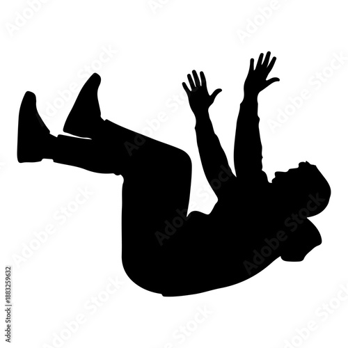 Silhouette of a person falling with arms outstretched Vector