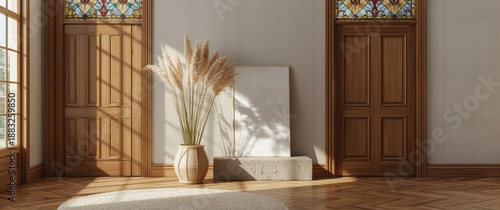 Bright room with pampas gra...