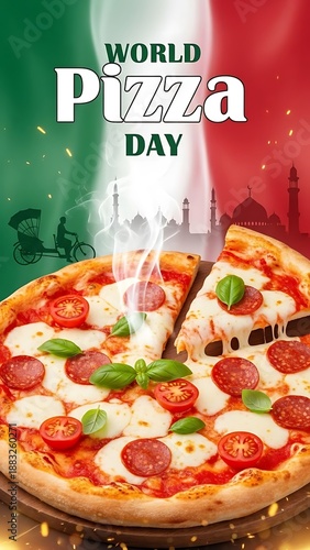 Celebrating World Pizza Day with a Sliced Delight Food Image