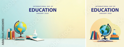 Flat illustration education day background, internasional day of education background for social media template design