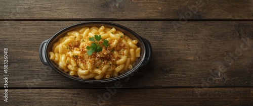 Top view of American mac an...