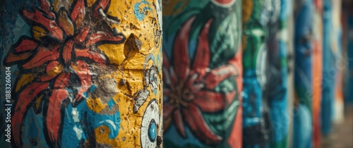Colorful painted concrete w...