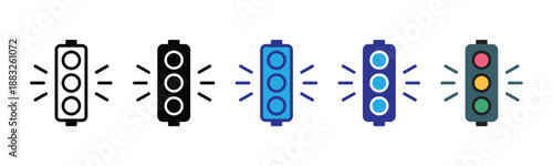 Vector illustration icon a set of traffic light icons in various colors and styles