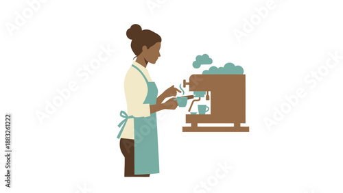 Barista carefully preparing coffee with a professional espresso machine in a cafe setting.