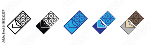 Vector illustration icon collection of various blue and black geometric pattern swatches