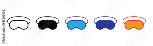 Vector illustration icon collection of colorful ski goggles in various styles and colors