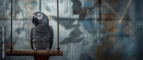 Caged gray parrot © vxnaghiyev