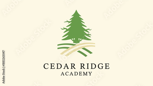 Cedar Ridge Academy logo with green tree and grass illustration.