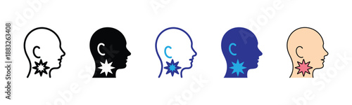 Vector illustration icon colorful head silhouettes with stars and crescent moon icons inside