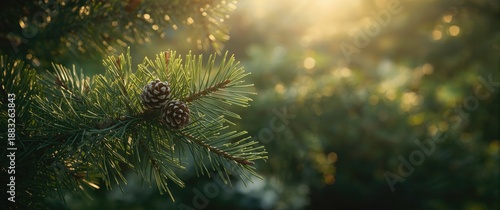 Branches with pine cones an...