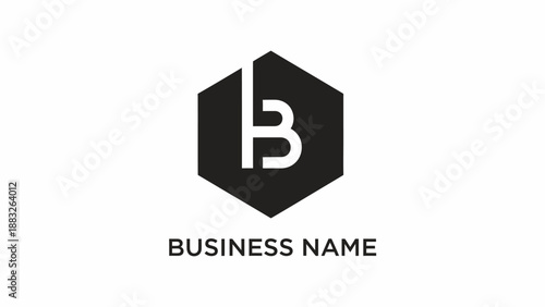 Modern Business Logo Template with Hexagonal Shape and Letter B.