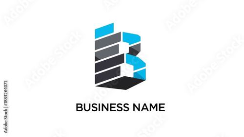 Modern Business Logo Design with 3D Letter B.