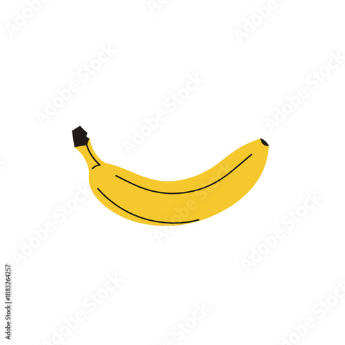 A simple yellow banana illustration on a white background.