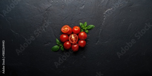 Juicy cherry tomatoes halve...