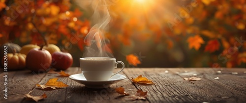 A cup of hot tea amidst a v...