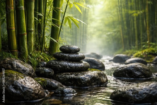 zen inspired moist basalt r...