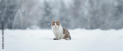 White cat with spots in the...