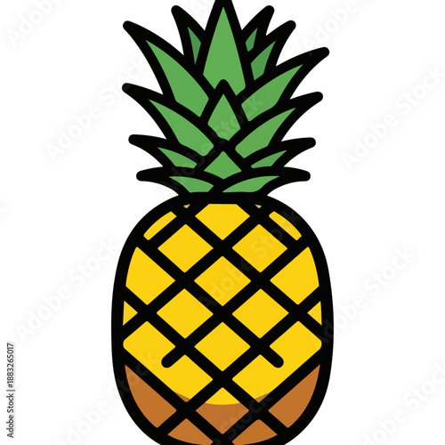 Illustration of a Yellow Pineapple Fruit.