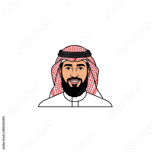 Illustration of Man Wearing Traditional Headscarf.